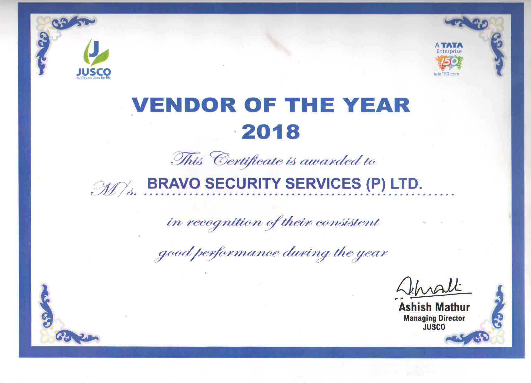 Award Certificate (Jusco)